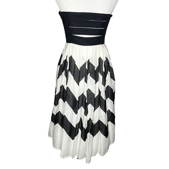 Leifnotes Cherie Chevron Dress Black White Size 0 - Picture 6 of 10